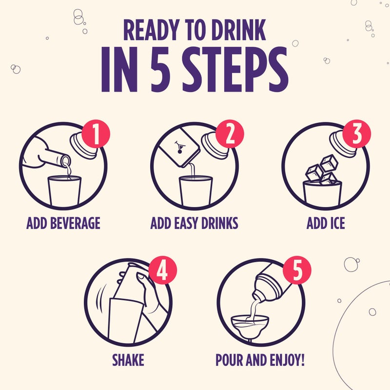 Easy Drinks Pack of 5 Dragon Fruit & Strawberry Cocktail Mixer - Non-Alcoholic, Not Syrup, Not Powder Drink Mix - Made with Real Fruit with Pieces - Prepares Up to 10 Cocktails or Mocktails - 5x 3.5oz - Image 3